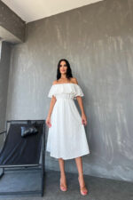 Madonna Yaka Güpür Detaylı Elbise