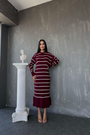 BİSİKLET YAKA KOL DETAYLI TRİKO ELBİSE STANDART BEDEN (S/M/L/XL) UYUMLUDUR