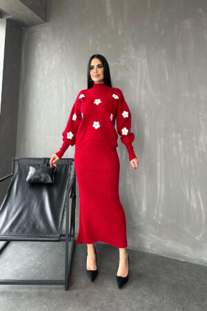 BALIKÇI YAKA PAPATYA DESENLİ İKİLİ TRİKO TAKIM STANDART BEDEN (S/M/L/XL) UYUMLUDUR