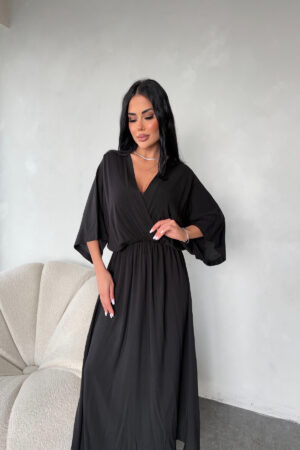 KRUVAZE YAKA VİSKON ELBİSE