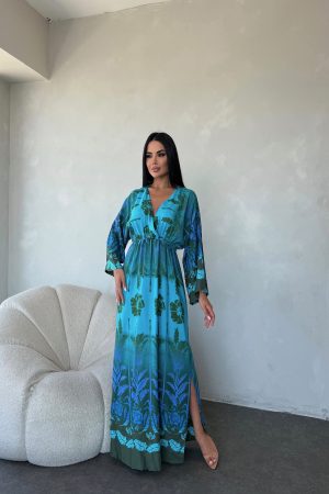 KRUVAZE YAKA YARASA ELBİSE