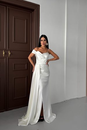 OMUZ DETAYLI PRENSES ELBİSE KOD 1564