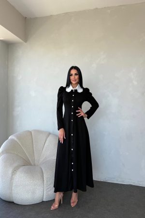 DANTEL YAKAN ÖN PATLI AKRİLİK ELBİSE