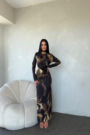 BİSİKLET YAKA DRAPELİ ELBİSE