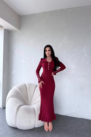 PRENSES YAKA DÜĞME DETAYLU TRİKO ELBİSE STANDART BEDEN (S/M/L/XL) UYUMLUDUR