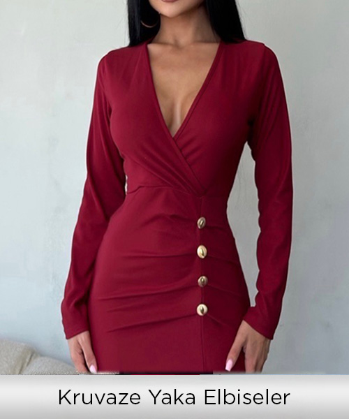 Kruvaze Yaka Elbise