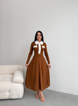 GÖMLEK YAKA TRİKO ELBİSE