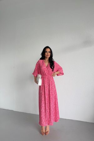 KRUVAZE YAKA BÜRÜMCÜK YARASA ELBİSE