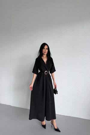 GÖMLEK YAKA KEMERLİ ELBİSE