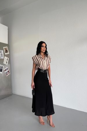 GÖMLEK YAKA KEMERLİ TASARIM ELBİSE