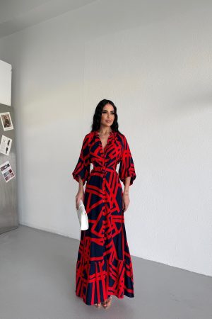 GÖMLEK YAKA  KEMERLİ ELBİSE