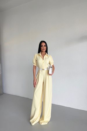 GÖMLEK YAKA DÜĞMELİ KEMERLİ TULUM