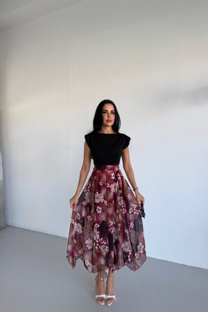 BİSİKLET YAKA ŞİFON ELBİSE