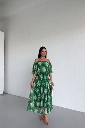 MADONNA YAKA ŞİFON ELBİSE