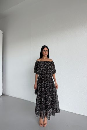 MADONNA YAKA ŞİFON ELBİSE