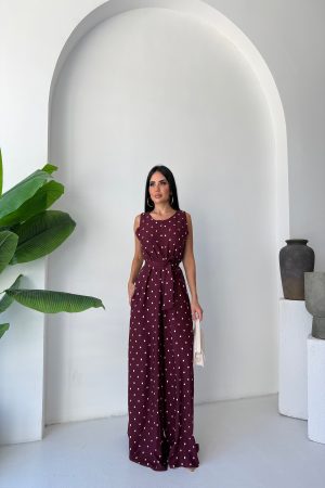 PUANTİYE DESENLİ KUŞAKLI SALAŞ TULUM